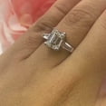 thumbnail image 2 of HeartsAndYou 2ct Emerald Cut Moissanite Trilogy Solitaire Engagement Ring for Women 18k White Gold over Silver, 2 of 7
