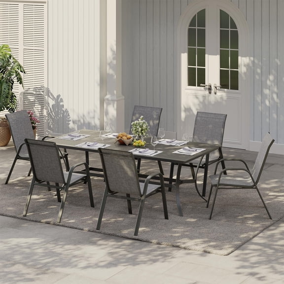 Stackable Outdoor Dining Chairs Set of 4/6 – Durable Metal Frame and Weather-Resistant Fabric – Ideal for Patio, Garden, Backyard, or Indoor Use