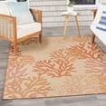 thumbnail image 2 of Nourison 6' x 9' Garden Oasis Nautical Coral Beach Flatweave Indoor Outdoor Area Rug Coral, 2 of 12