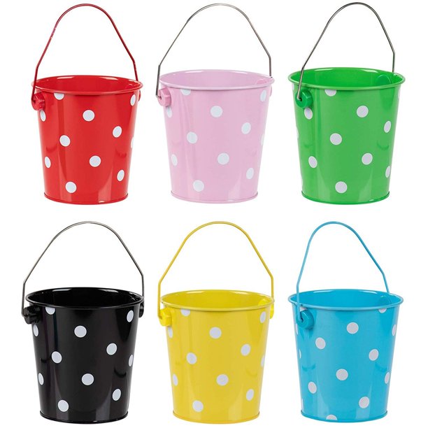 Colored Mini Metal Buckets 6Pack Colorful Tin Pails with Handles