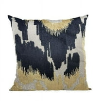 Velvet Glamour Black, Gold & Cream Handmade Luxury Pillow - 20 x 26 in. Standard Size