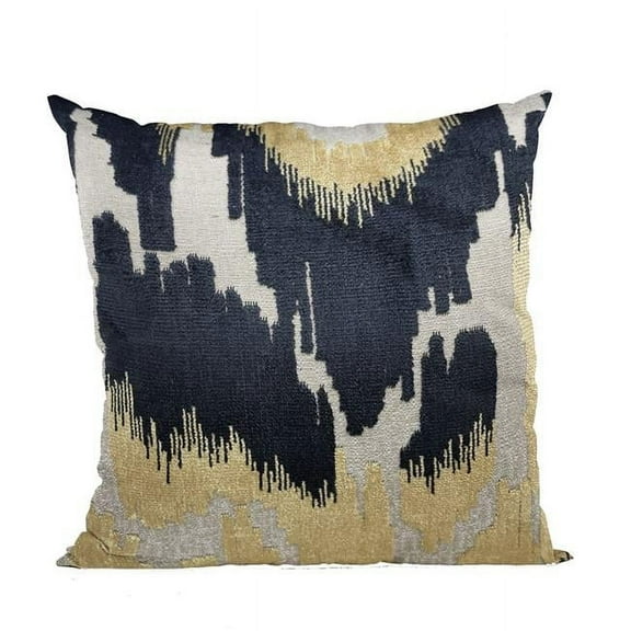 Velvet Glamour Black, Gold & Cream Handmade Luxury Pillow - 20 x 26 in. Standard Size