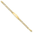 thumbnail image 2 of Real 14kt Yellow Gold Flat Figaro Link Soft Diamond Shape ID Chain Bracelet; for Adults and Teens; for Women and Men, 2 of 3