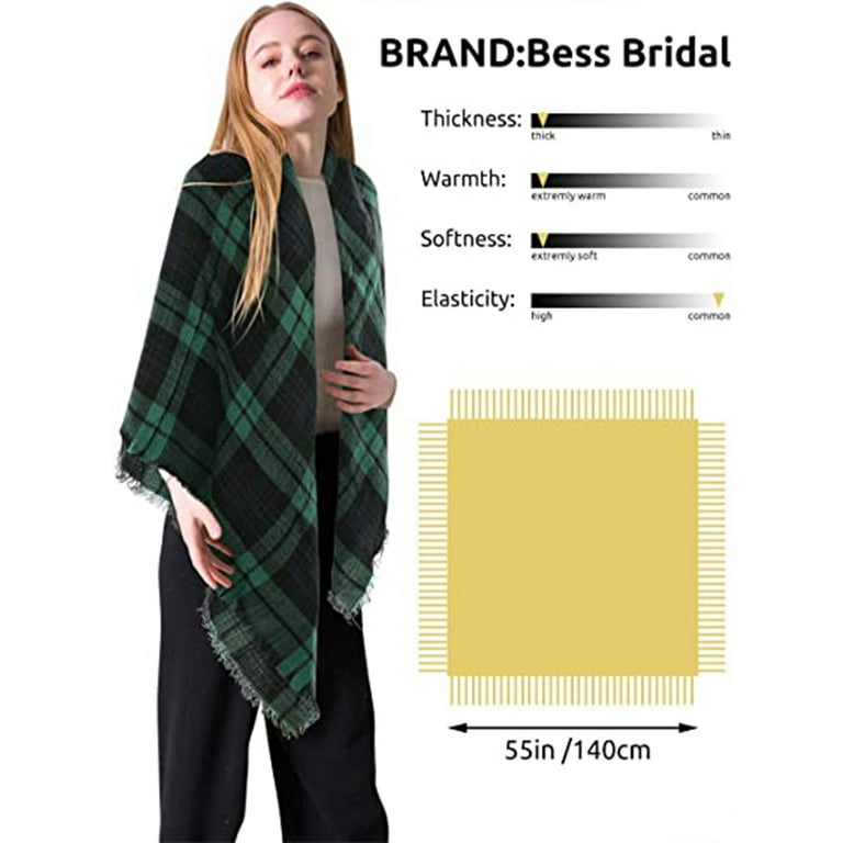 Women Scarf Winter Thick Plaid Blanket Warm Super Soft Luxurious Cashmere Feel Knit Large Plaid Scarf for Womens Oversized Wrap and Shawl