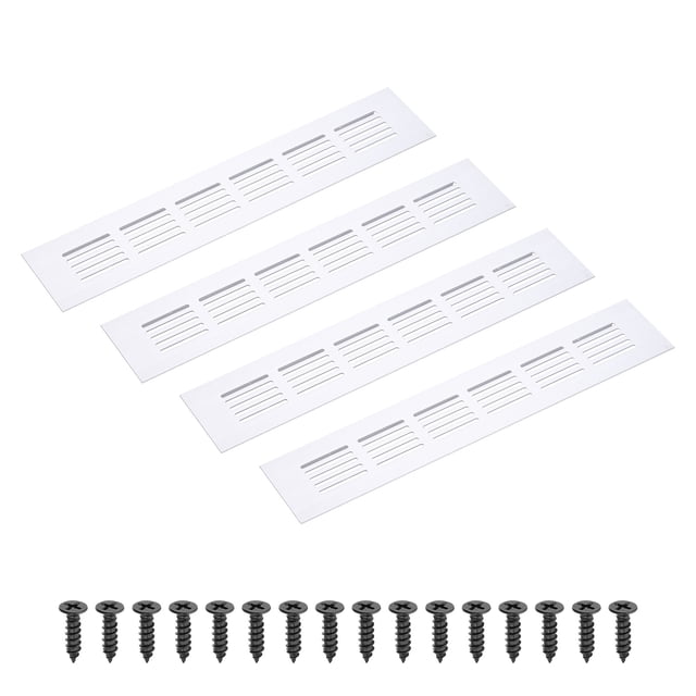 Uxcell 10 x 2" Rectangle Ventilation Grille 4Pcs Aluminum Air Vent Cover Silver