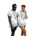 thumbnail image 3 of White Traditional African Print Dashiki Shirt - 7XL, 3 of 10