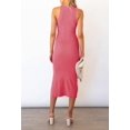 thumbnail image 5 of Women's Cutout Crew Neck Sleeveless Tank Slit Ribbed Bodycon Midi Dresses, 5 of 5