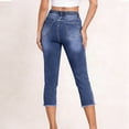 thumbnail image 6 of Tisuna Stretch Capri Denim Pants For Womens Solid Color Zipper Botton Slim Fit Ankle Casual Jeans Comfortable Lightweight Female Summer Daily Wear Trousers Blue1 Size L, 6 of 9
