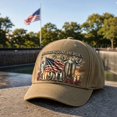 thumbnail image 4 of 9.11 Never Forget 25th Anniversary Baseball Cap,Memorial Hat | Distressed patriotic cap featuring tribute lights, city skyline and a bold remembrance message for commemorative occasions., 4 of 4