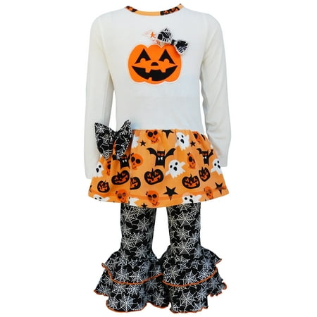 Halloween Jack O' Lantern Top and Spider Web Outfit