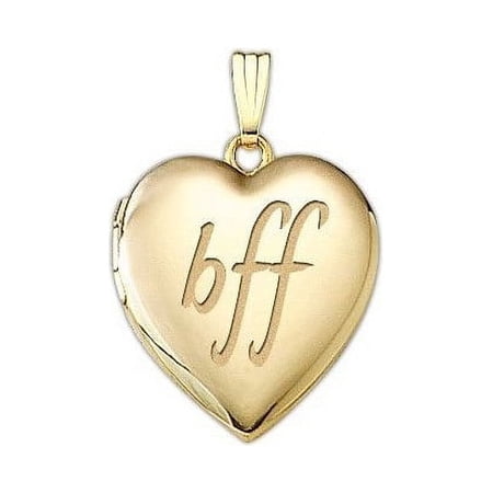 Picturesongold.Com "BFF" Necklace Pendants Locket - 3/4 inch x 3/4 inch in Solid 14K Yellow Gold Filled