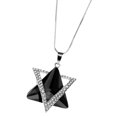 thumbnail image 1 of Cristal Hexagrama Triángulo Colgantes Collar de Cadena de Suéter de Metal de Aleación de Plata gris, 1 of 9