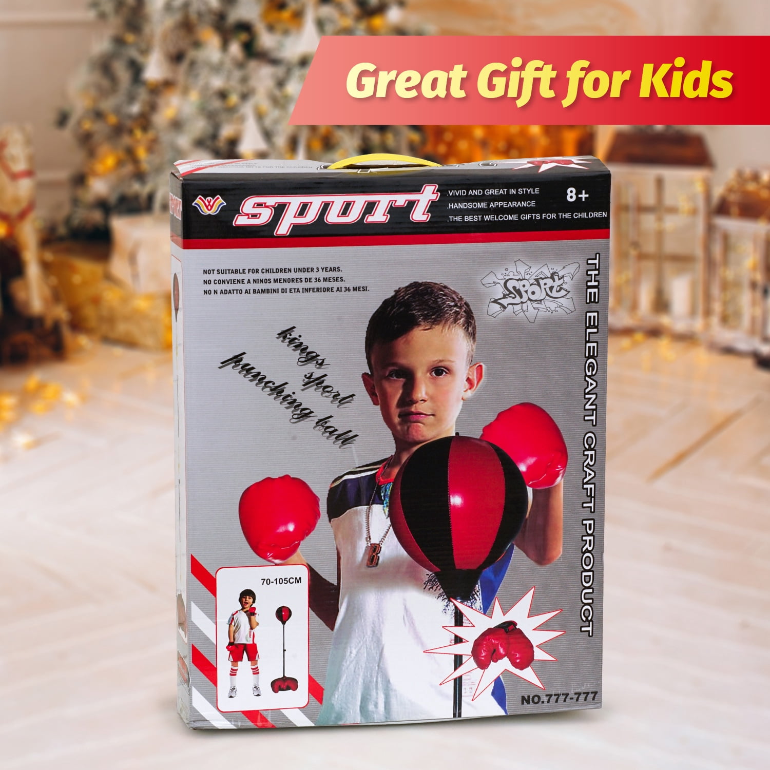 AZToys Adjustable Punching Bag for Kids Including Boxing Gloves, Adjustable Stand & Pump | Great Gift for Age 3 to 8 years Boys & Girls for Exercise & Fun