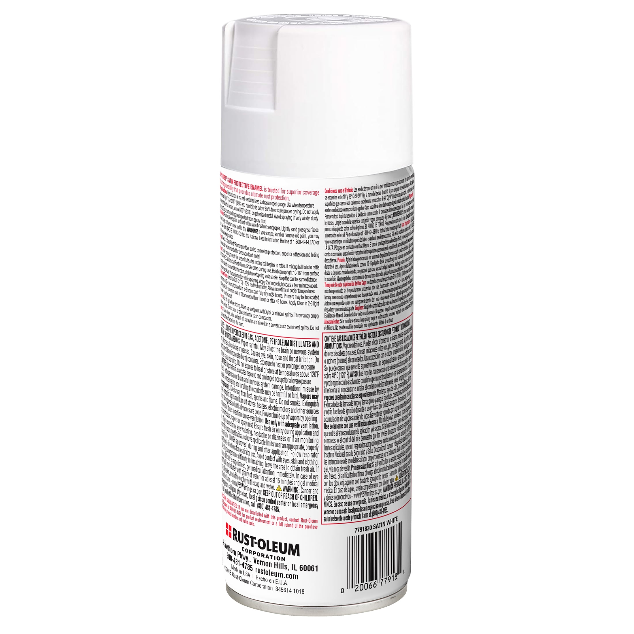 White, Rust-Oleum Stops Rust Satin Protective Enamel Spray Paint, 12 oz, 6 Pack