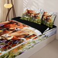 thumbnail image 3 of jejeloiu Farmhouse Highland Cattle Zipper Twin Comforter Sets with Fitted Sheet and 2 Pillowcases Kids,Watercolor Rustic Plant Flowers Zipper Bedding Set,Reversible,4-Piece, 3 of 7