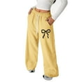 thumbnail image 2 of Shadoumai Girls Sweatpants Wide Leg Drawstring Baggy Pants Straight Leg Athletic Trousers with Pockets Size 5-14, 2 of 3