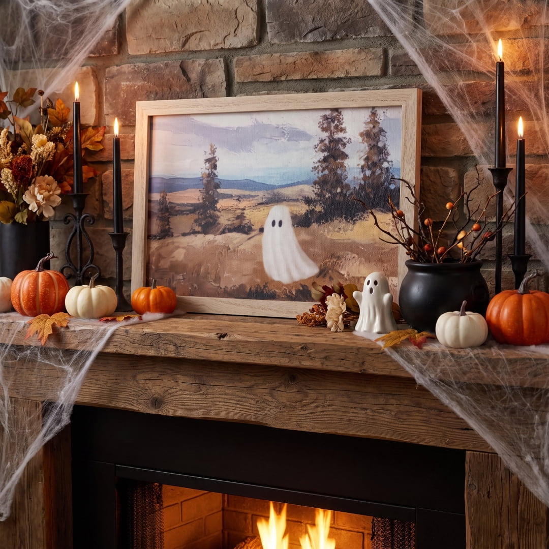 Countryside Ghost Framed Wall Art, Multicolor, 12" x 8.1", Halloween by Way To Celebrate