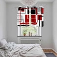 thumbnail image 6 of 2 Panels Kitchen Tier Curtains 39 Inch Length, Red Black Geometric Grommets Window Treatment Curtain, Contemporary Gray Abstract Stripes Thermal Curtains Drapes for Living Room/Bathroom, 6 of 9