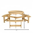 thumbnail image 6 of Round Outdoor 6 Person Picnic Table with Built-in Benches Natural Wood Grain Design for Garden and Patio Umbrella Hole Accommodates Standard Patio Umbrellas Easy Assembly Rustic Style Furniture, 6 of 14