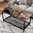 thumbnail image 3 of Table Basse Rectangulaire Rétro Yiwa, Table de Sofa à 2 Niveaux en Bois et Métal avec Surface Imperméable et Résistante à l'Usure et Tablette, 3 of 9