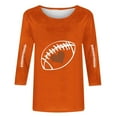 thumbnail image 4 of Sexlip Football Shirts for Women Plus Size Graphic Print Pullover Shirts Casual 3/4 Length Sleeve Crewneck Fall Fashion Tops Orange L, 4 of 4