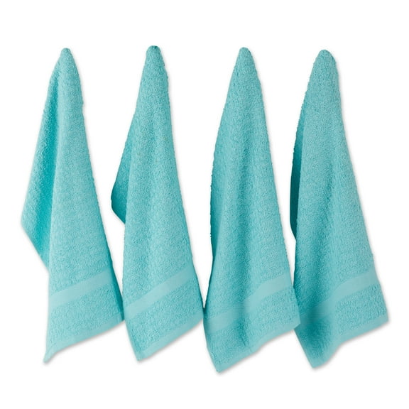 DII Modern Cotton Solid Waffle Terry Dishtowels in Aqua Blue (Set of 4)