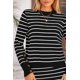 thumbnail image 5 of Conjunto de suéter PRETTYGARDEN, falda midi de punto a rayas negras para mujer, 5 of 9