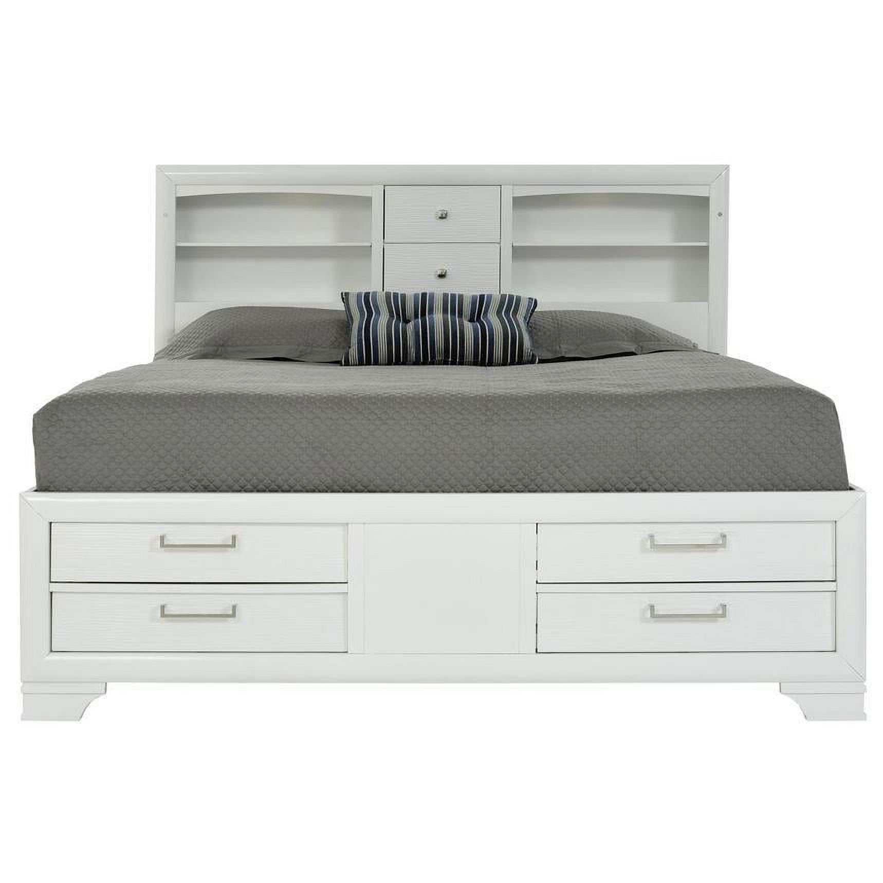 Storage Queen Bed & 2 Nightstands Glossy White Modern Global Furniture Jordyn - image 2 of 6