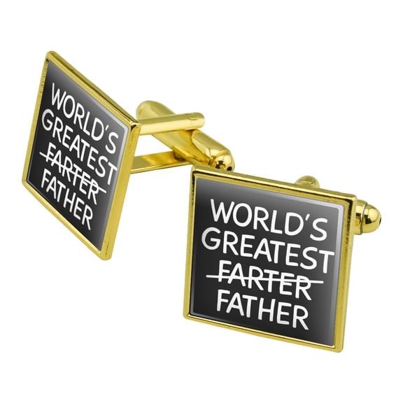 World's Great Farter Father Square Cufflink Set - Silver or Gold