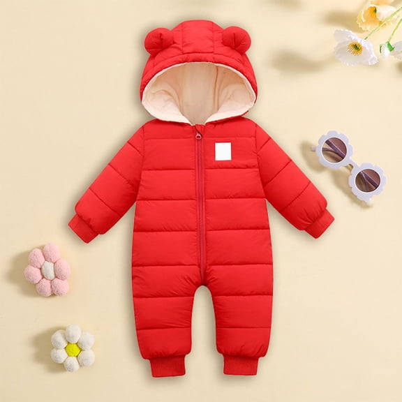 EnJoCho Toddler Baby Snowsuit Winter Warm Down Coat Padded Windproof Onesie Kids Girls Boys 𝖱omper Jumpsuit Outerwear Outfit