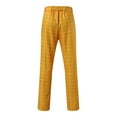 thumbnail image 4 of Mens Suit Pants Stretch Skinny Slim Fit Flat-Front Casual Fashion Comfy Solid Pencil Business Dress Plaid Pants Yellow L, 4 of 4