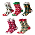thumbnail image 1 of 5 pares de calcetines con estampado floral a cuadros para mujer Tejido suave y agradable para la piel, algo elástico para tus amigos y familiares, 1 of 5
