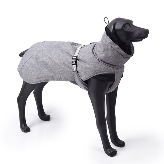 New Style Dog Winter Jacket with Waterproof Warm Polyester Filling Fabric-(gray,size L)