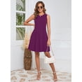 thumbnail image 2 of Chiclily Summer Dresses for Women Casual Beach Sleeveless Pleated Front Tank Dress with Pockets, Violet L, 2 of 7