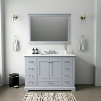 Dukes 48" W Dark Grey Single Vanity, Cultured Marble Top, White Square Sink, & 46" Mirror