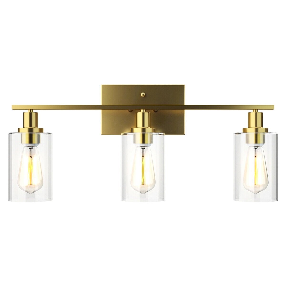 Details about / 3-Light Wall Sconce Modern Bathroom Vanity Light Fixtures w// Clear Glass Shade