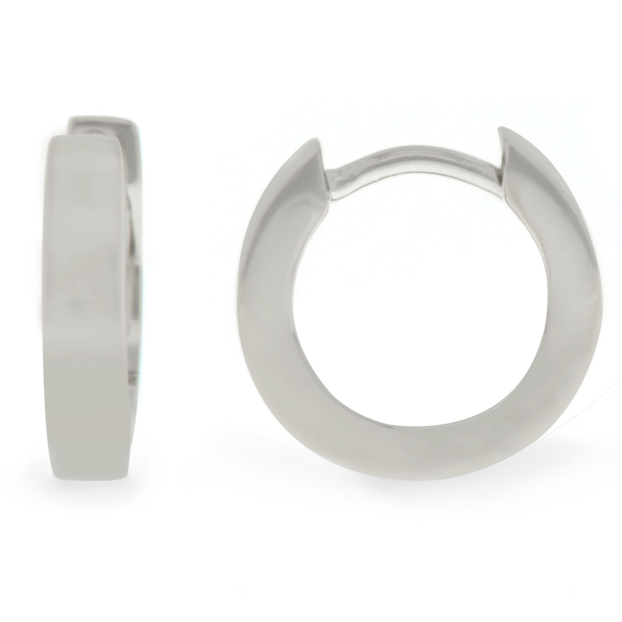 14K White Gold Huggie Hoop Earrings