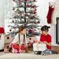 thumbnail image 6 of Best Choice Products Pre-Lit Flocked Sparse Christmas Tree 6ft Artificial Pine Tree, w/White & Multicolored LED Lights - Black, 6 of 9