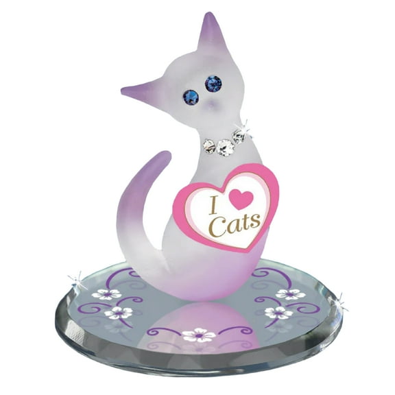 Glass Baron Pink Cat "I Love Cats"
