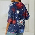thumbnail image 4 of Honeeladyy Workout Tops for 2024 Women's Casual Fashion Independence Day Print Button-up Seven-quarter Sleeve Top Gifts for Friends(Red,S), 4 of 5