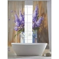 thumbnail image 5 of Purple Lavender Sheer Curtains 96 inches Long 2 Panels Set Wood Board Iron Bucket Oil Painting Style Tiers Sheers Rod Pocket Small Window Short Curtains for Kitchen Cafe, Each 52" W x 96" L, 5 of 7