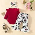 thumbnail image 5 of ZHUASHUM Summer Boys Girls Outfits Long Sleeve Romper Bodysuit Cartoon Dairy Cow Prints Bell Bottoms Pants Outfits Rd1,0-3 Months, 5 of 7