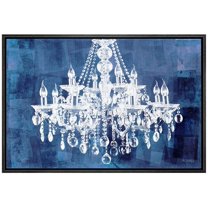 wall26 Framed Canvas Print Wall Art White Chandelier Silhouette on Navy Background Decorative Lights Digital Art Modern Art Chic Relax/Calm Multicolor for Living Room, Bedroom, Office - 16"x24&q