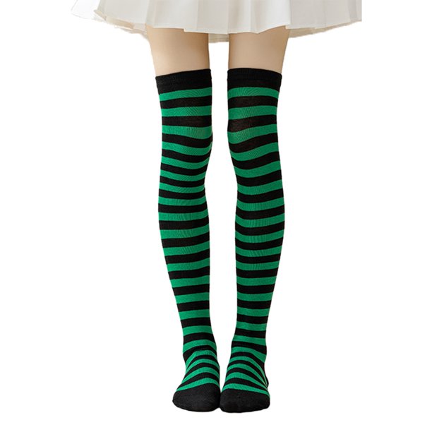 Calcetines altos a rayas para mujer, coloridos, por encima de la rodilla, retro, elásticos, para niñas, cosplay, disfraz de Lolita