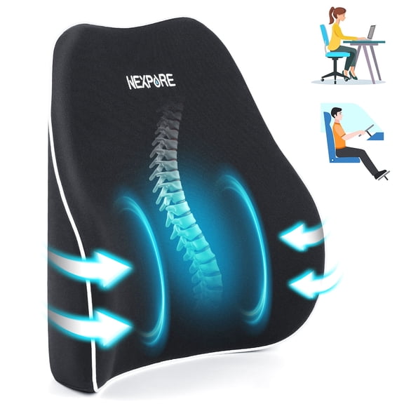 NEXPURE Lumbar Support Pillow, Soft Comfort Back Support Pillow for Office Chair, Soft Comfort Back Support Pillow for Office Chair,Soft Comfort Back Support Pillow for Office ChairCar, Sofa - Black