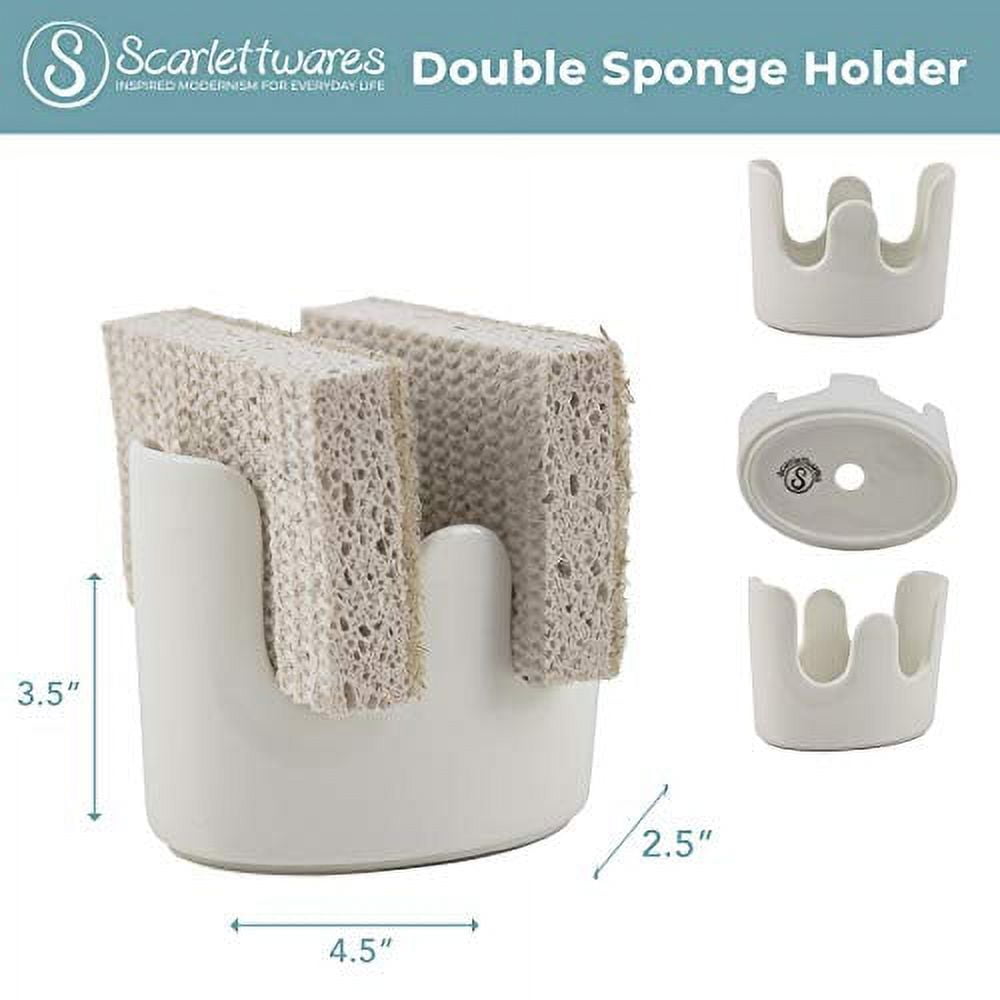 scarlettwares Double Sponge Holder Two Sponges Kitchen Sink Ceramic White Walmart