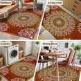 thumbnail image 5 of 3'x5' Area Rugs, Orange Boho Indoor Outdoor Area Rug for Living Room Bedroom, Country Vintage Ethnic Abstract Geometric Washable Bathroom Rugs Kitchen Floor Carpet Mats Home Decor Aesthetic, 5 of 8