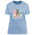 thumbnail image 4 of XCHQRTI Happy Easter Shirt for Women Short Sleeve Graphic Rabbit Cute Tshirt Letter Vintage Tee Shirt, 4 of 8
