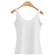 thumbnail image 5 of Sillenn Built In Bra Tank Tops Back V Neck Vest Stretch Slim Fit Tops Wide Strap Camisole Camisole with Padded Bras Active Tank Tops Shelf Bra Tank Tops Scoop Neck Tank Tops White L, 5 of 9