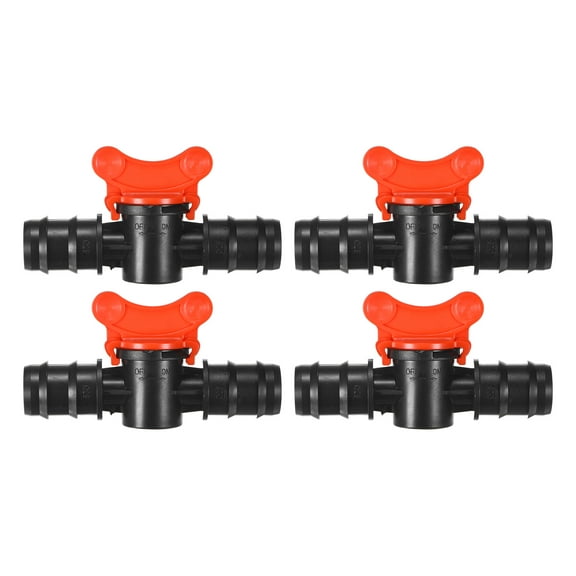 Uxcell 4-Pack Barbed Ball Valve, for 1 Inch Drip Tubing Plastic In-Line Ball Valve Shut-Off Switch
